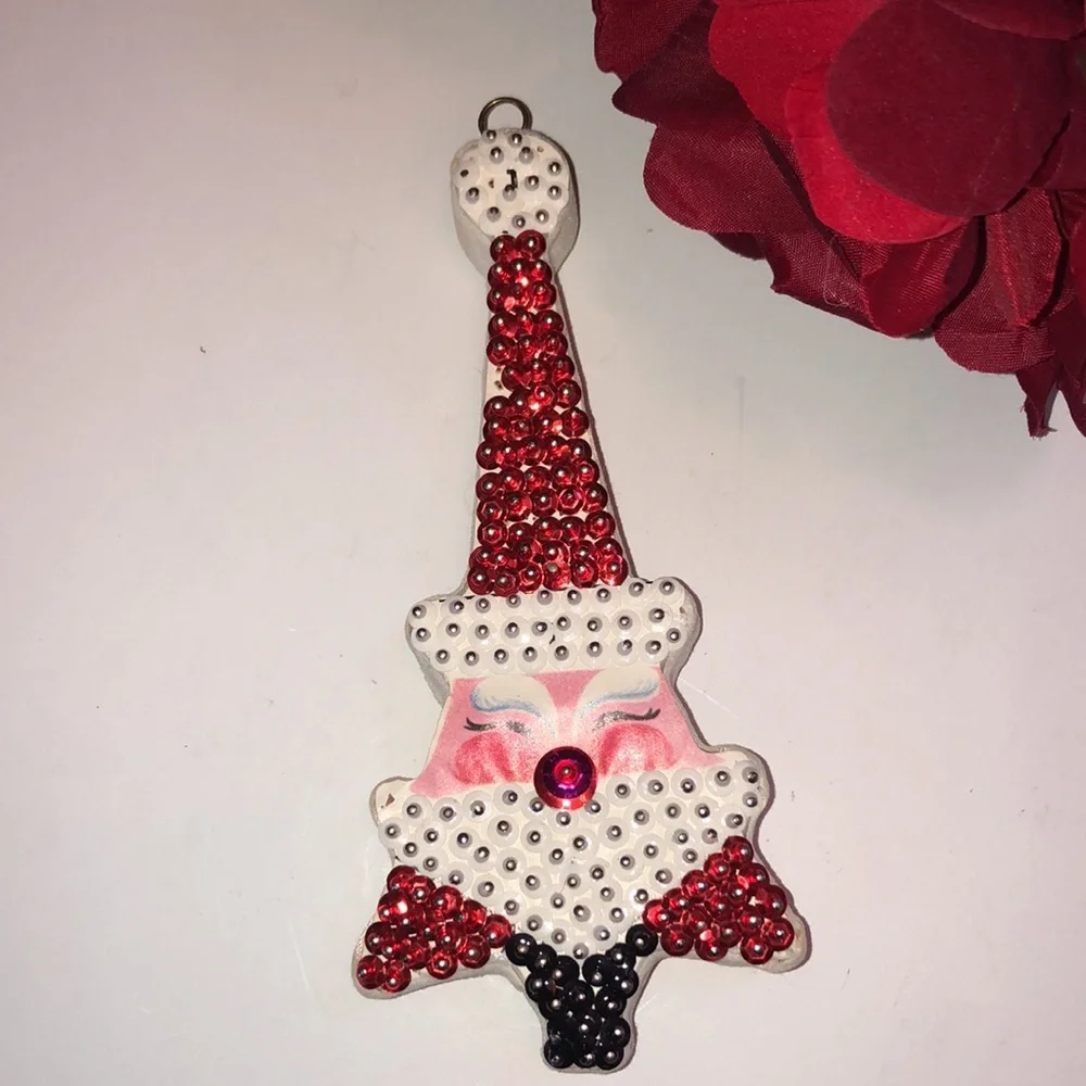 Mcm Santa Christmas Ornament Vintage MCM Handmade Pin Ornament Santa 🎄
